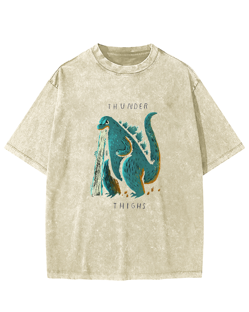 Japanese Monster Pattern Vintage Distressed T-shirt-Zazasy