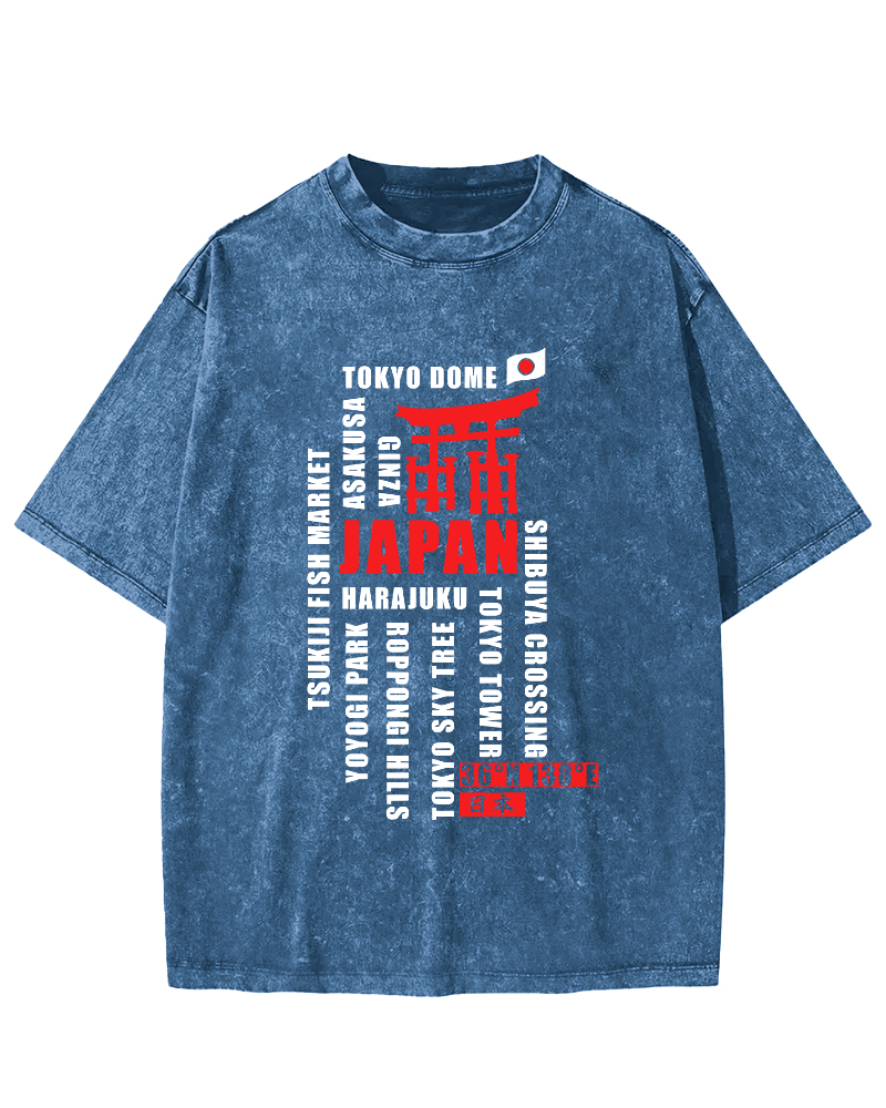 Tokyo, Japan Vintage Washed T-shirt-Zazasy