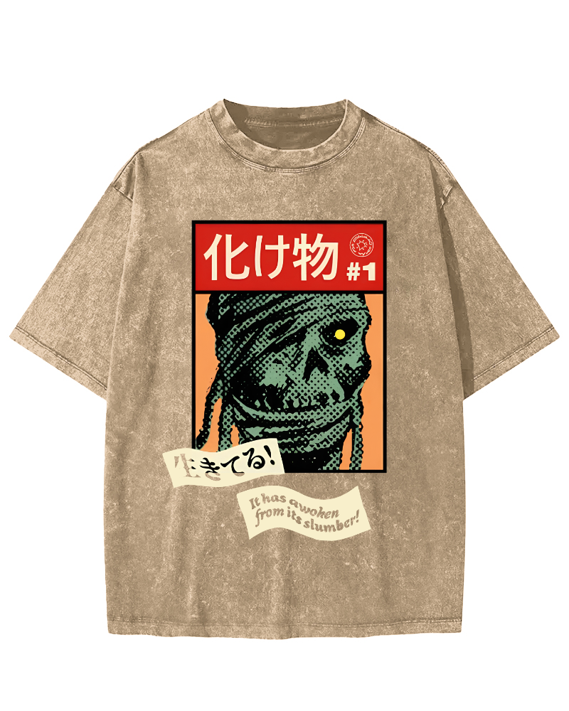 Monster Japanese Vintage Washed T-shirt-Zazasy