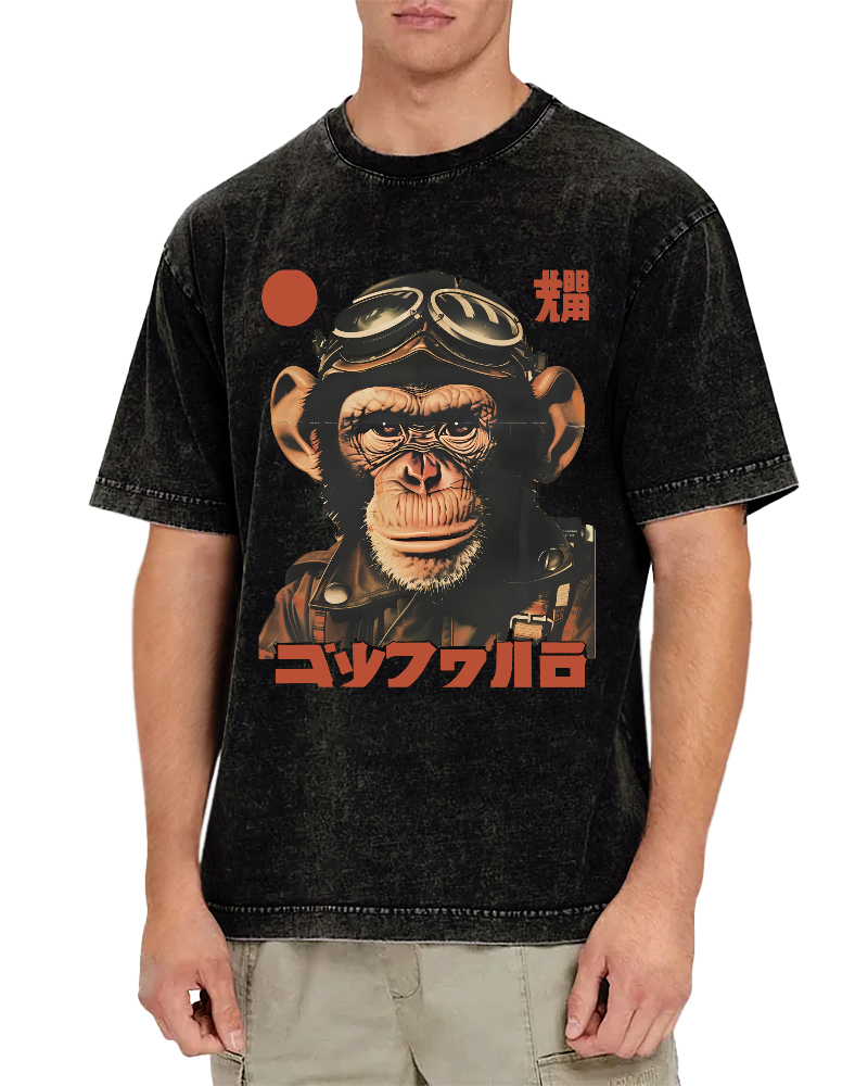 Gorilla Japanese Vintage Distressed T-shirt-Zazasy
