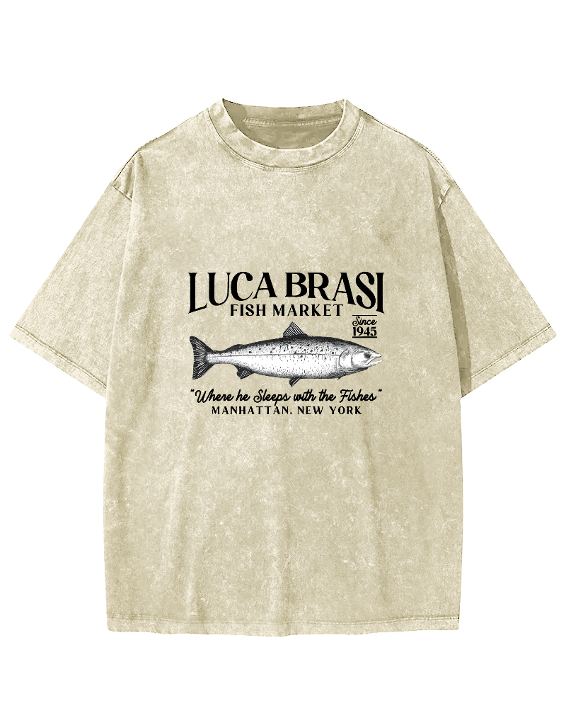 Japanese Sea Fish Vintage Distressed T-shirt-Zazasy