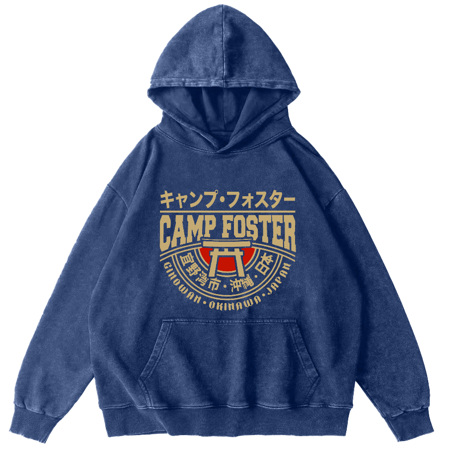 Japanese Okinawa Retro Style Vintage Washed Hoodie-Zazasy