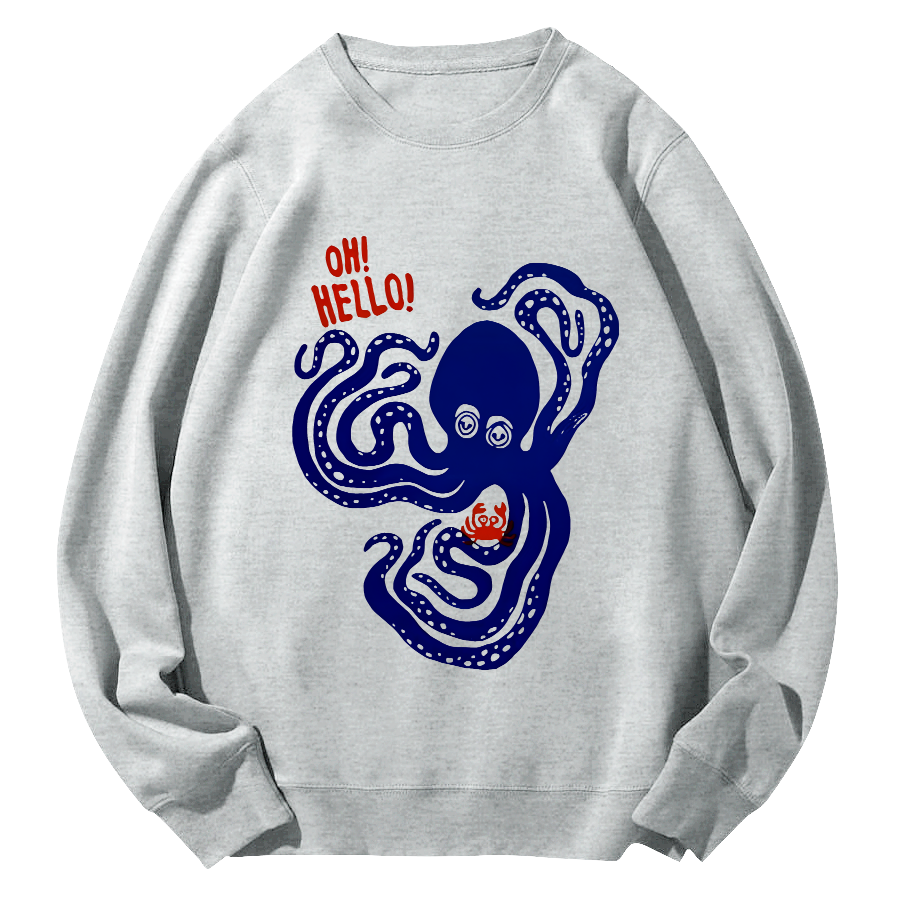 Octopus Japanese Round Neck Sweatshirt-Zazasy