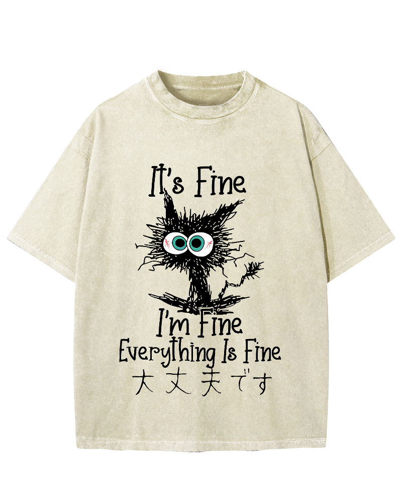 It's Fine Cat Vintage Washed T-shirt