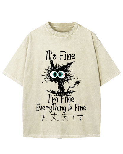 It's Fine Cat Vintage Washed T-shirt