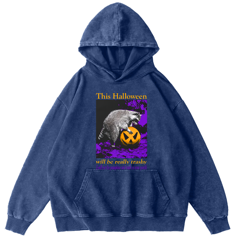 This Year's Halloween Will Be a Vulgar Raccoon Vintage Distressed Hoodie-Zazasy