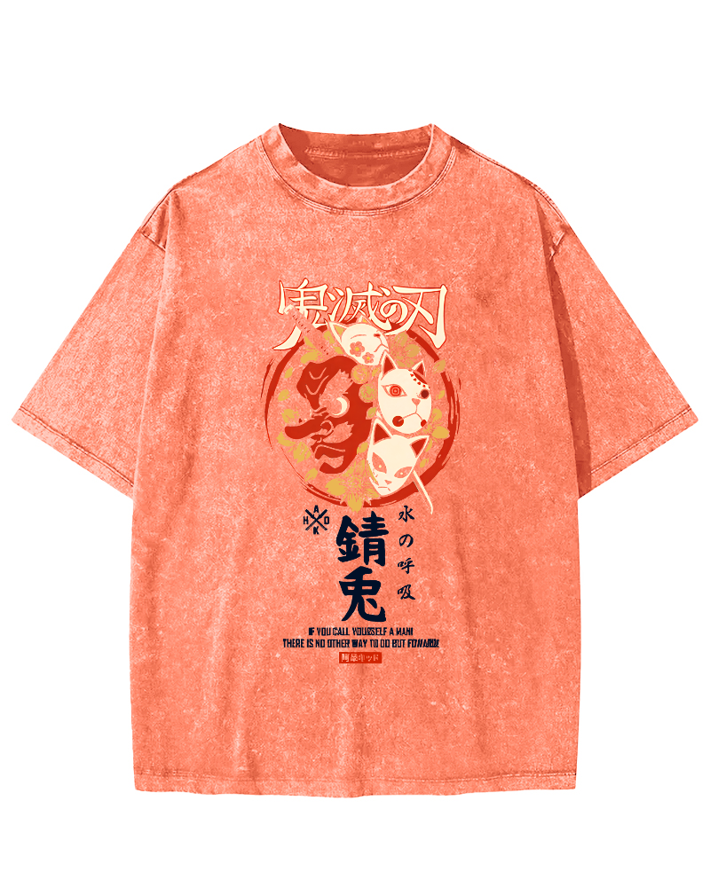 Rabbit Essence Japanese Style Vintage Washed T-shirt-Zazasy