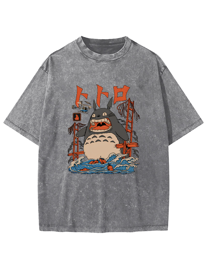 Cute Cartoon Japanese Style Vintage Distressed T-shirt-Zazasy