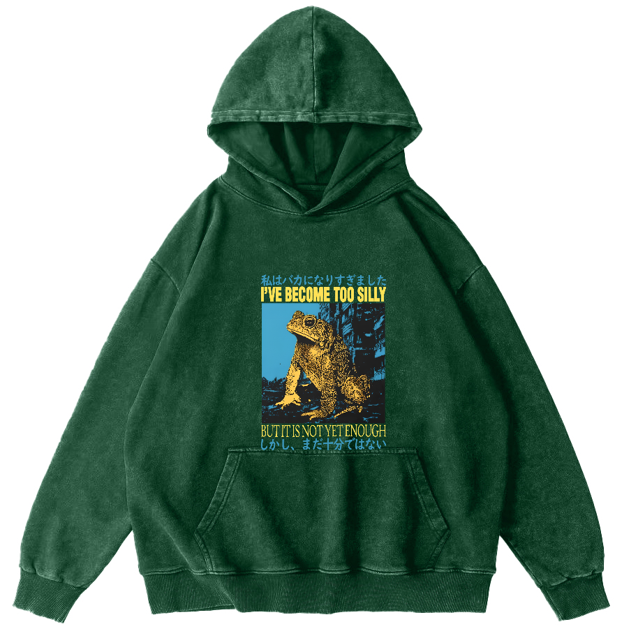 Retro Frog Pattern Japanese Style Vintage Distressed Hoodie-Zazasy