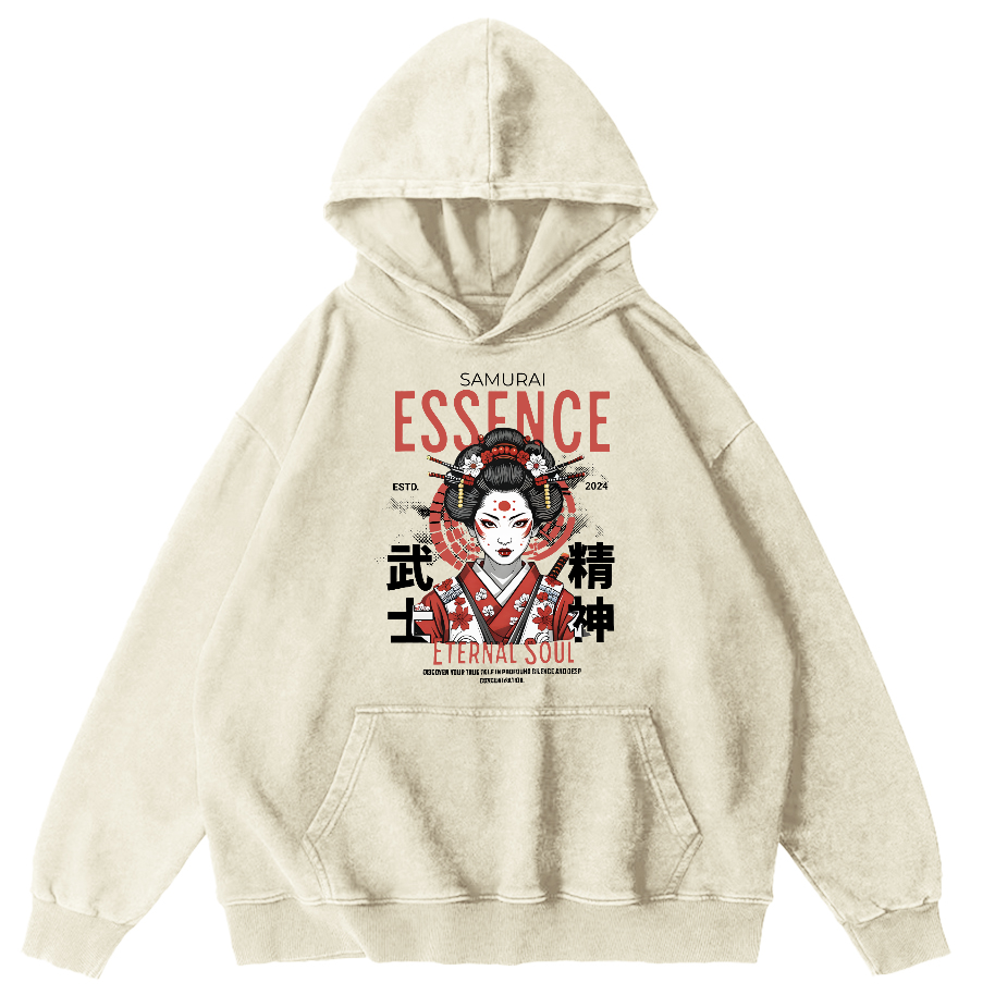 Samurai Spirit Japanese Vintage Distressed Hoodie-Zazasy