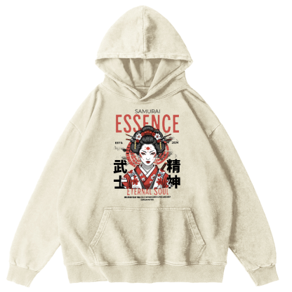 Samurai Spirit Japanese Vintage Distressed Hoodie-Zazasy