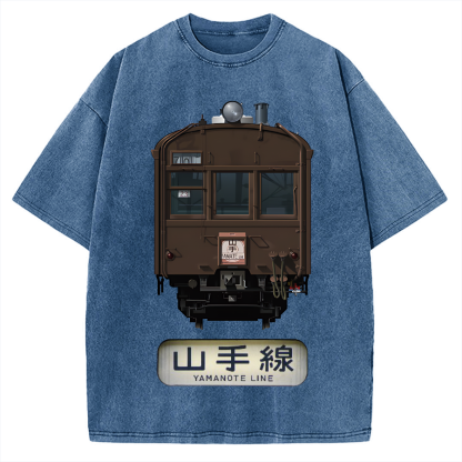 Japan Yamanote Line Train Retro Vintage Washed T-shirt