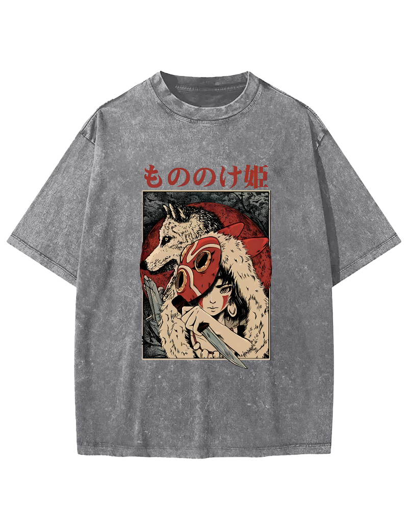 Anime Pattern Japanese Style Vintage Distressed T-shirt-Zazasy