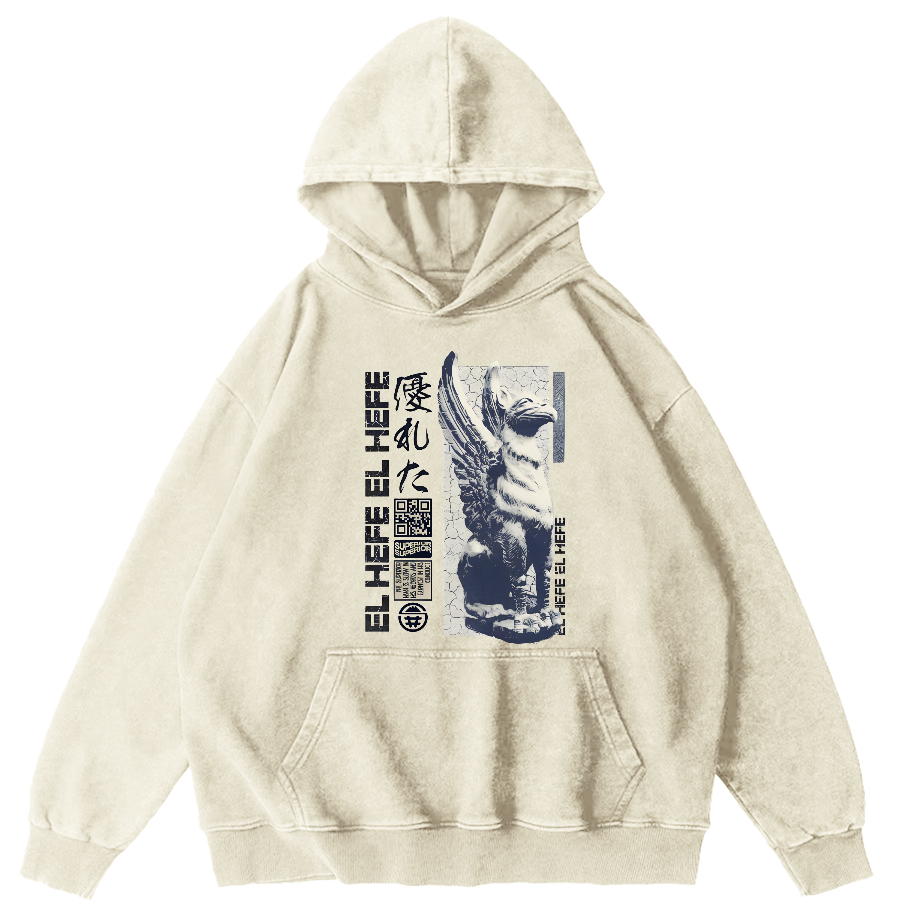 Griffin Retro Vintage Washed Hoodie-Zazasy