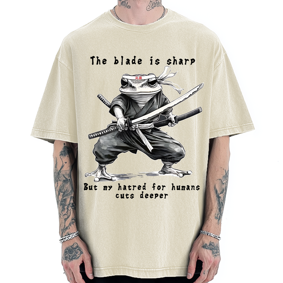 Attack Human Frog Ninja Vintage Washed T-shirt