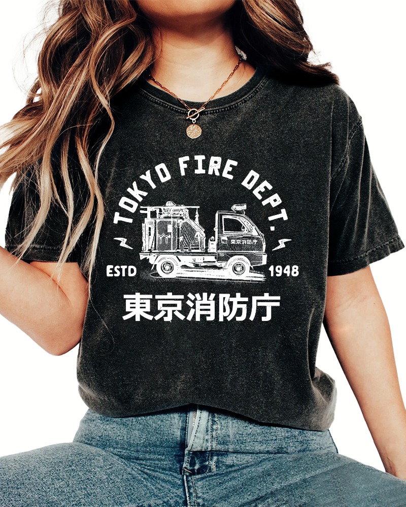 Tokyo Fire Department Vintage Washed T-shirt-Zazasy