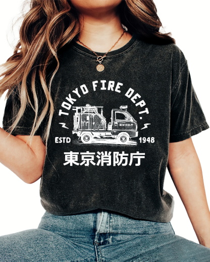 Tokyo Fire Department Vintage Washed T-shirt-Zazasy