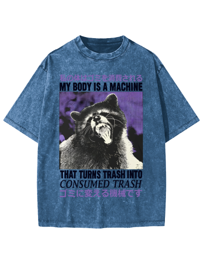 Angry Raccoon Japanese Vintage Distressed T-shirt-Zazasy