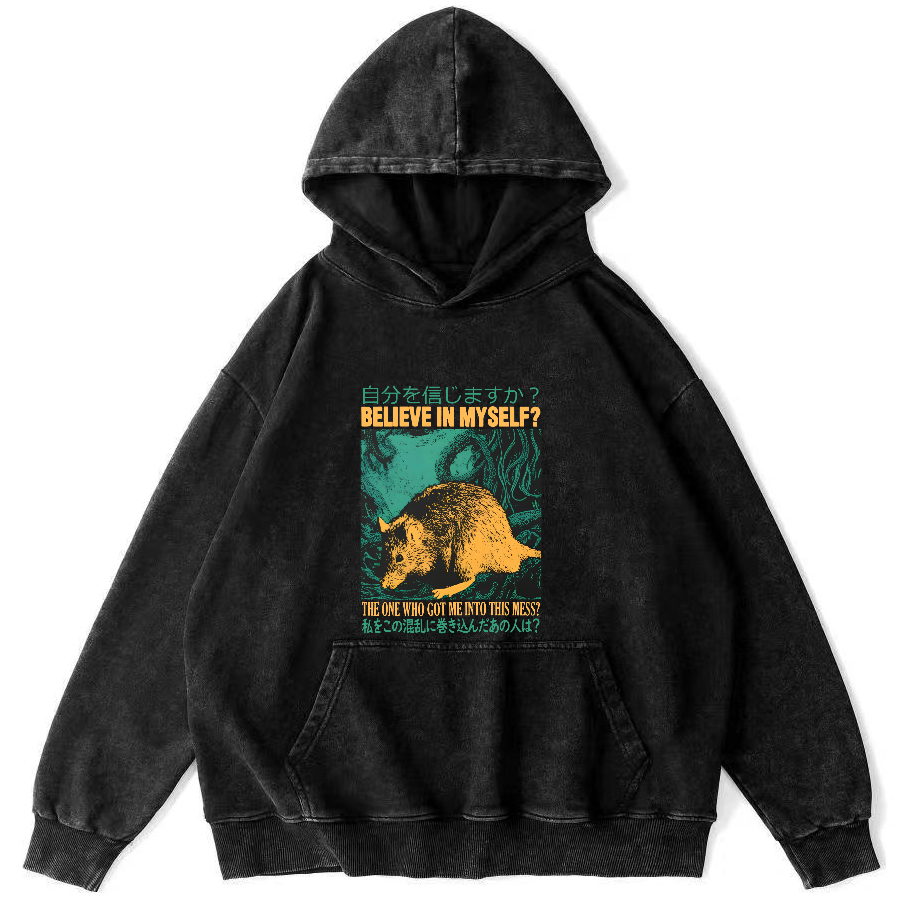 Japanese Style Mice That Forage Independently Vintage Distressed Hoodie-Zazasy