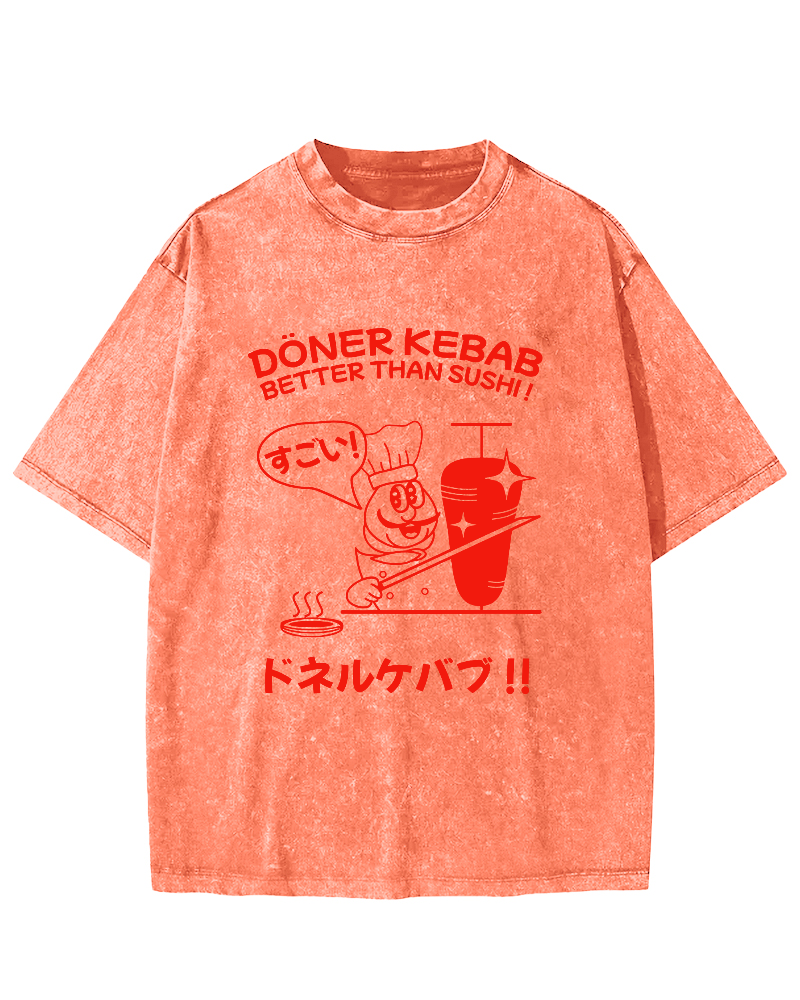 Japanese BBQ Vintage Washed T-shirt-Zazasy
