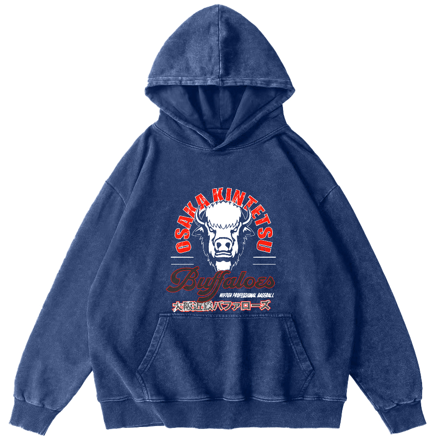 Retro Bull Head Japanese Style Vintage Distressed Hoodie-Zazasy