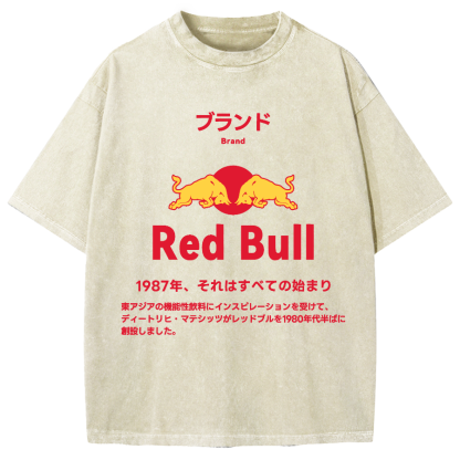 Red Bull Vintage Wash Japanese Design Vintage Washed T-shirt