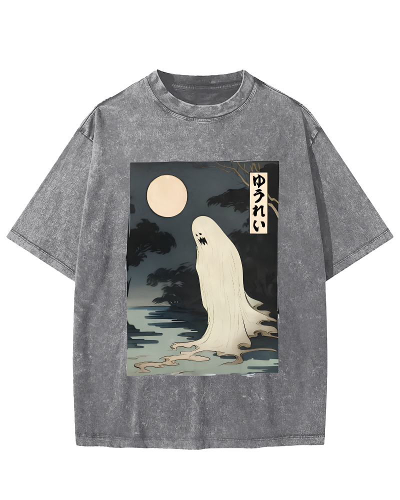 The Terrifying Scenes of Halloween Vintage Washed T-shirt-Zazasy