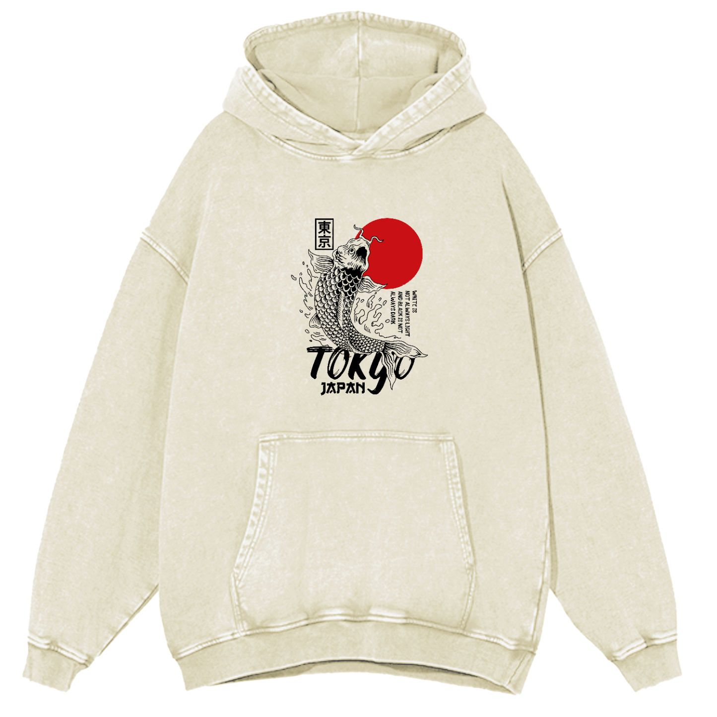 Tokyo Koi Pattern Vintage Distressed Hoodie-Zazasy