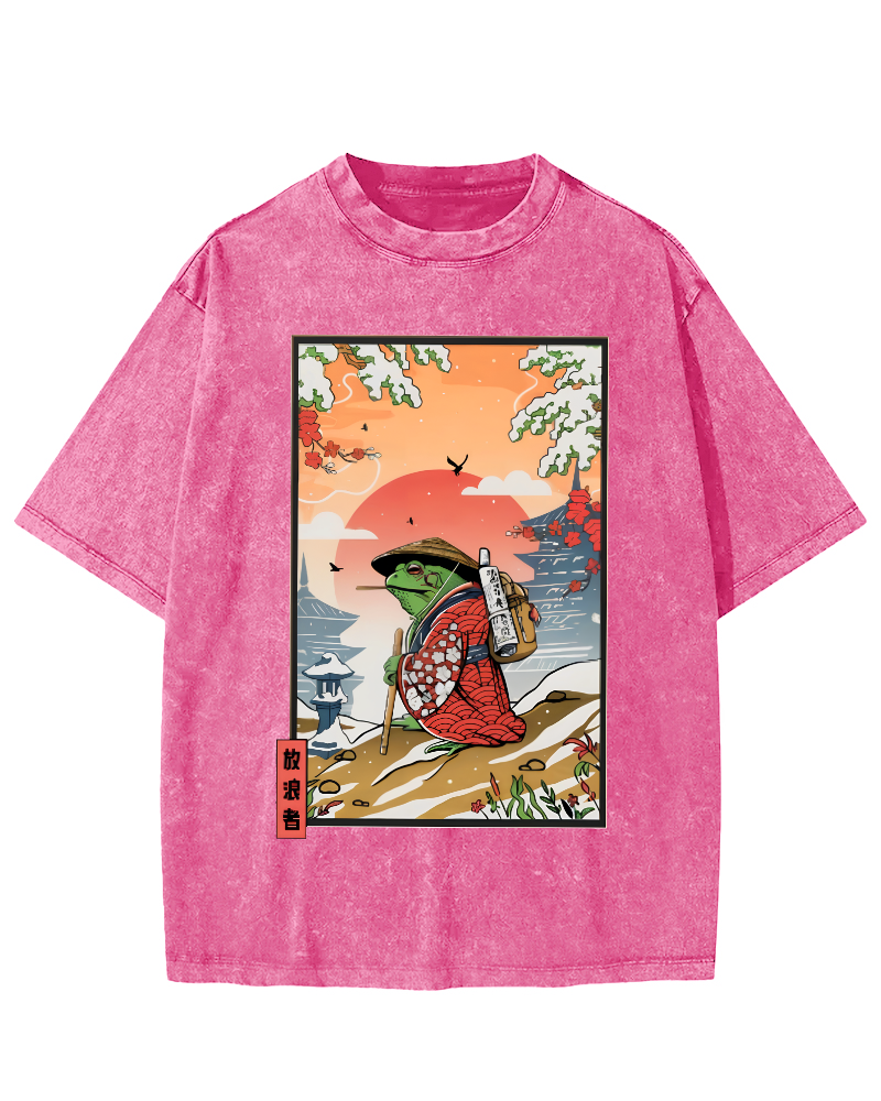 Wanderer Japanese Vintage Washed T-shirt-Zazasy