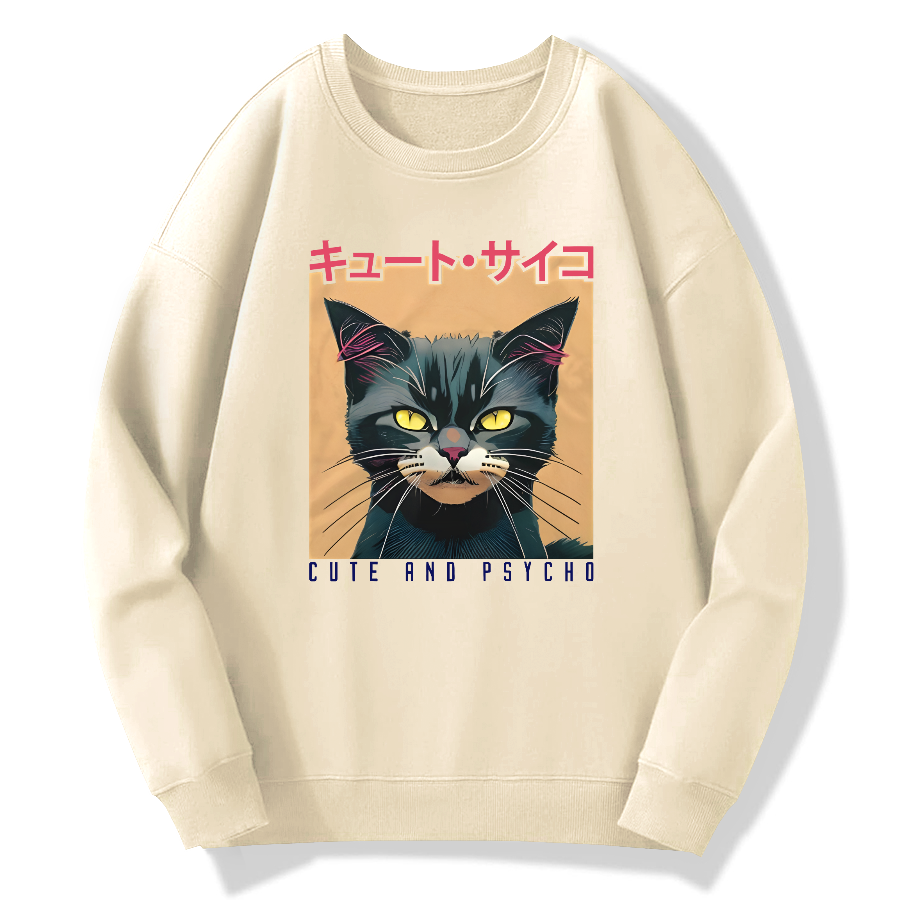 Black Cat Japanese Retro Cotton Pullover Sweatshirt