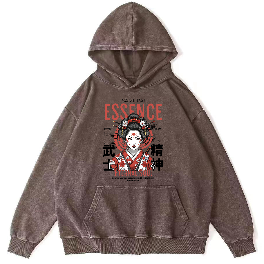 Samurai Spirit Japanese Vintage Distressed Hoodie-Zazasy