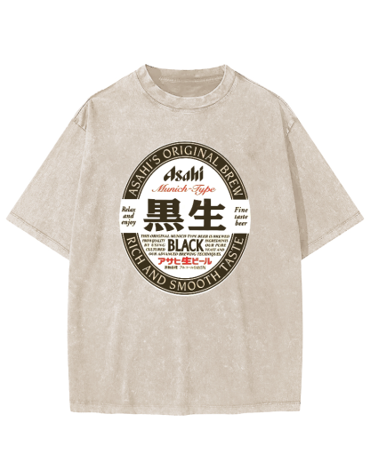 Asahi Nama Beer Black Vintage Washed T-shirt
