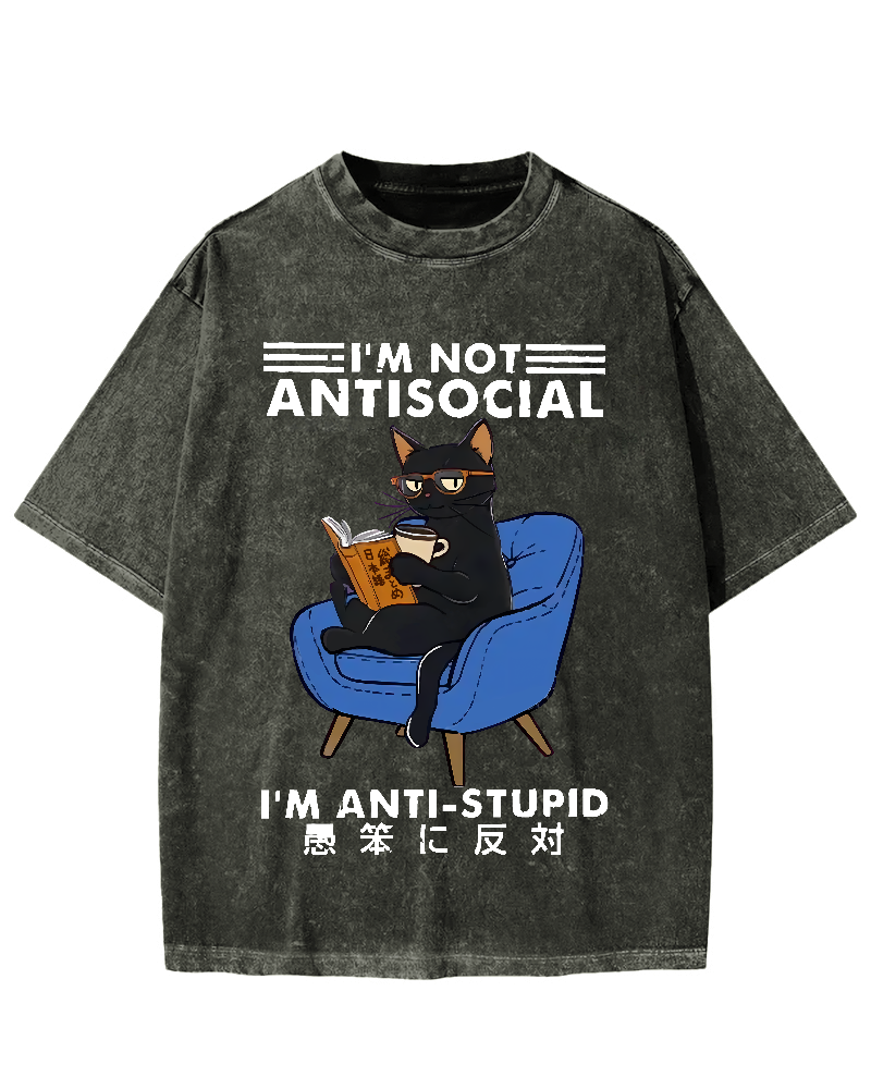 I'm Not Antisocial Vintage Washed T-shirt