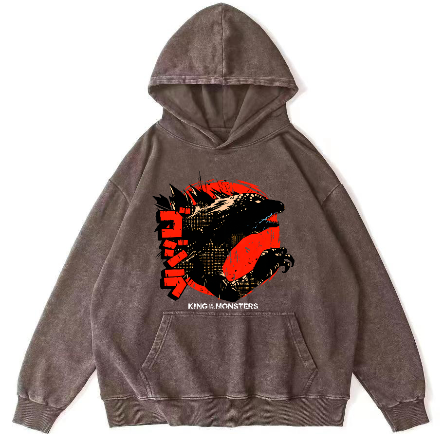 King oF Monsters Vintage Distressed Hoodie-Zazasy