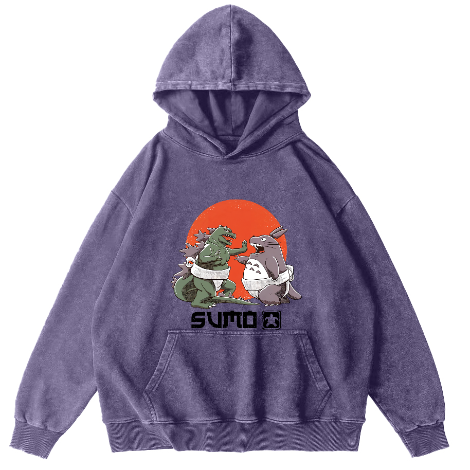 Cartoon Monster Japanese Style Vintage Distressed Hoodie-Zazasy