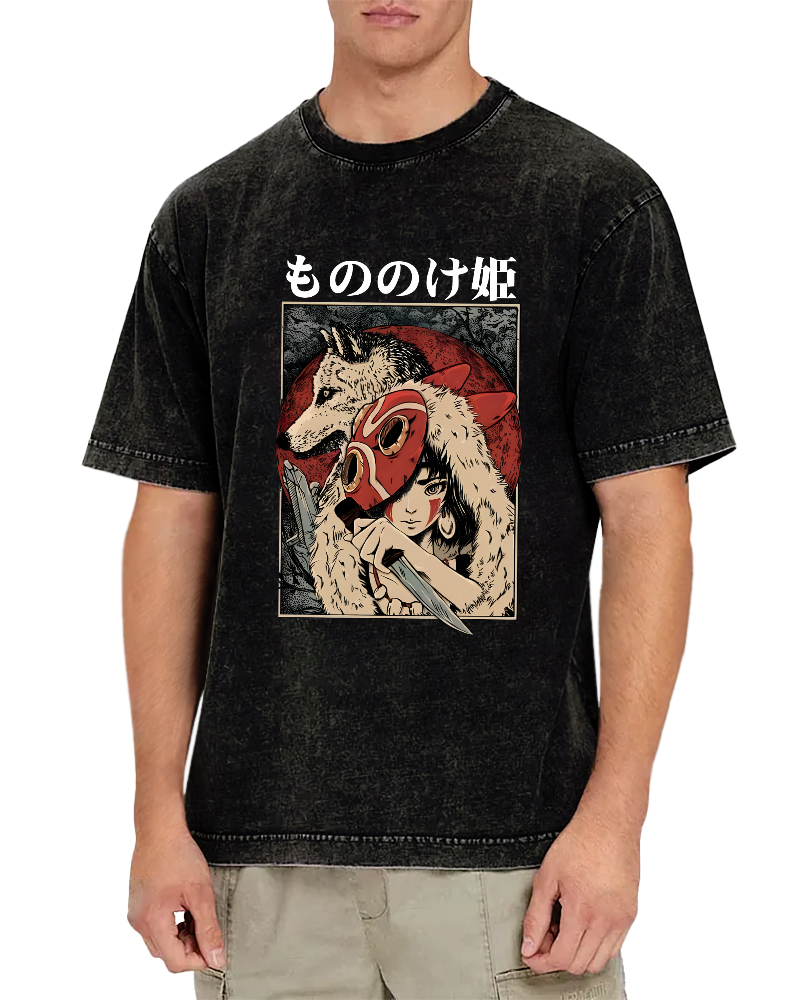 Anime Pattern Japanese Style Vintage Distressed T-shirt-Zazasy