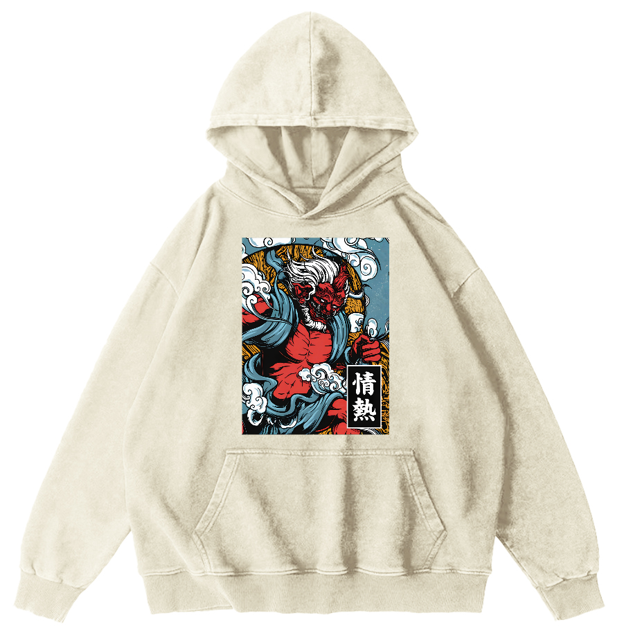Passionate Japanese Style Image Vintage Distressed Hoodie-Zazasy