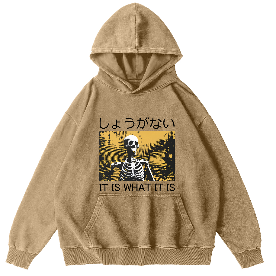 Retro Skeleton Japanese Style Vintage Distressed Hoodie-Zazasy