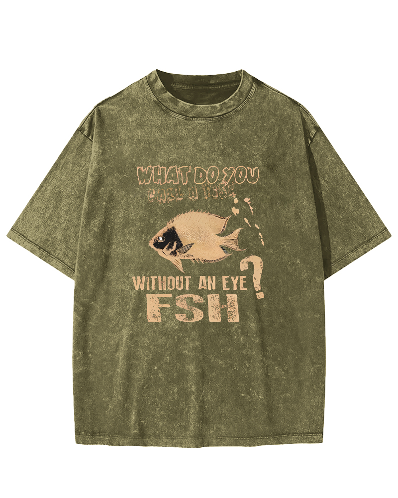 Retro Slogan Fish Pattern Vintage Distressed T-shirt-Zazasy