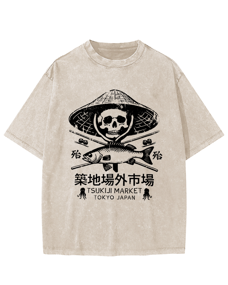 Off Site Market of Tsukiji Vintage Washed T-shirt-Zazasy