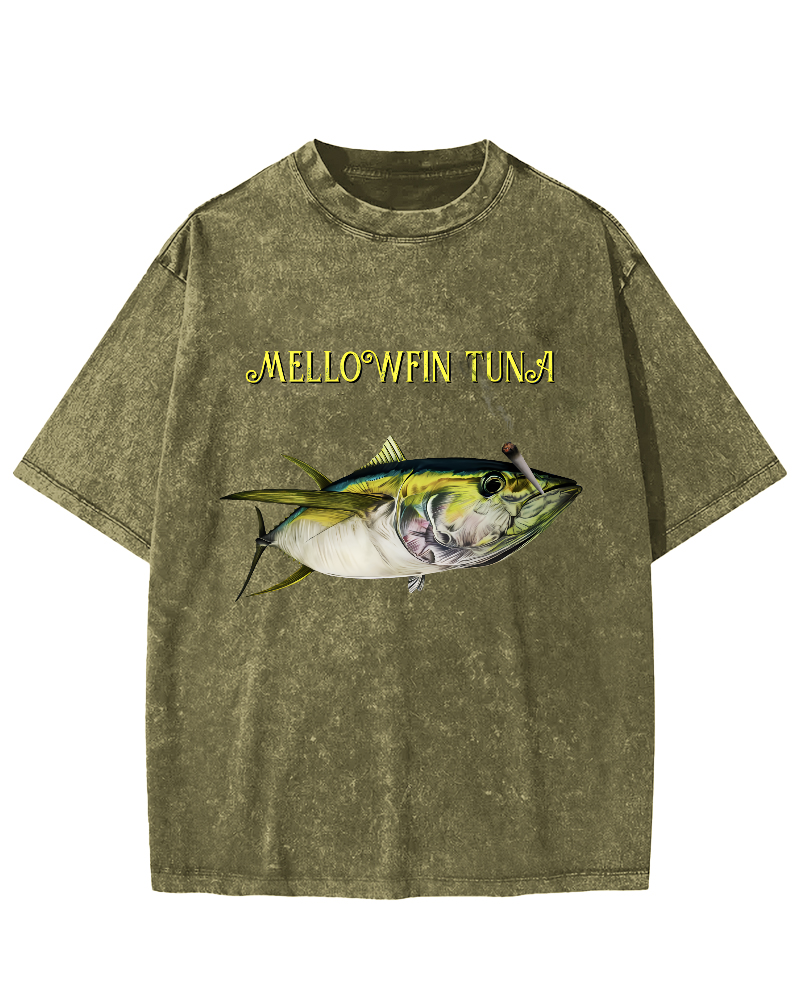 Japanese Tuna Pattern Vintage Distressed T-shirt-Zazasy
