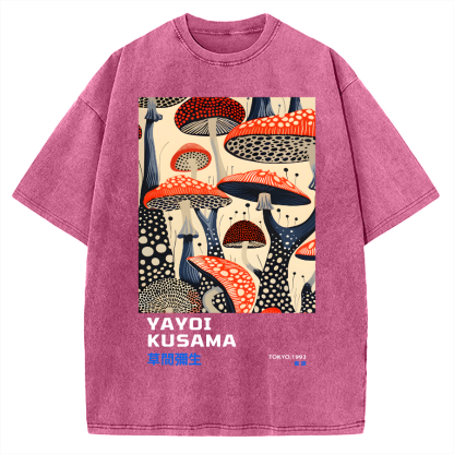 Yayoi Kusama Mushroom Vintage Wash Japanese Vintage Washed T-shirt