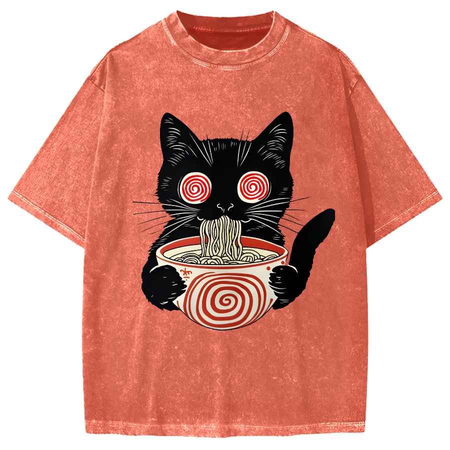 Dizzy Ramen Cat Vintage Washed T-shirt