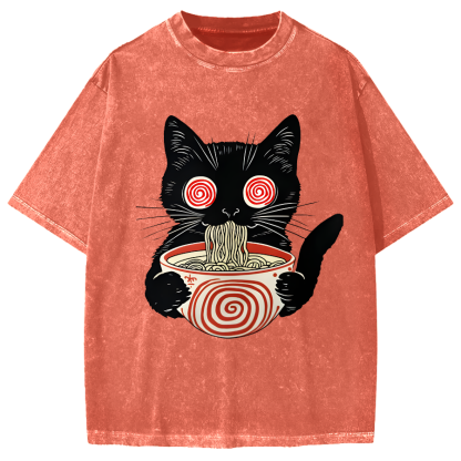 Dizzy Ramen Cat Vintage Washed T-shirt