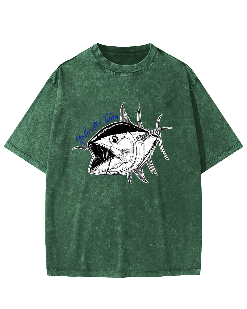 Japanese Tuna Leisure Vintage Distressed T-shirt-Zazasy