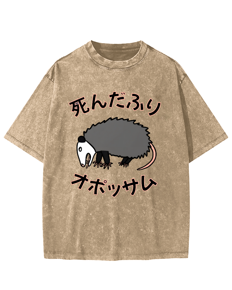 Japanese Mouse Vintage Distressed T-shirt-Zazasy