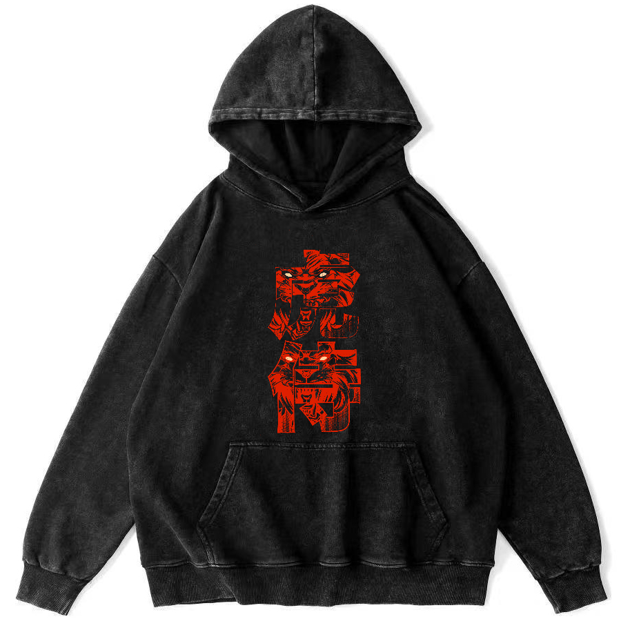 Tiger Attendant Japanese Style Vintage Distressed Hoodie-Zazasy