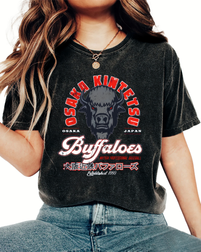 Osaka Kintetsu Buffaloed Vintage Washed T-shirt-Zazasy