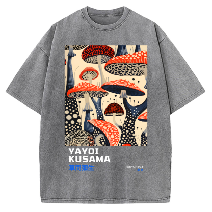 Yayoi Kusama Mushroom Vintage Wash Japanese Vintage Washed T-shirt