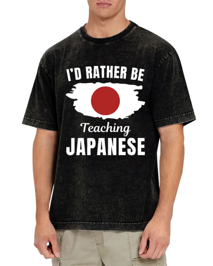 Id Rather Be Japanese  Vintage Washed T-shirt-Zazasy